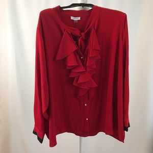 Ruffle front tie neck blouse (#38)